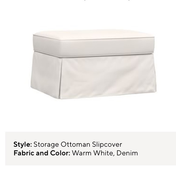 Pottery Barn Storage Ottoman Slipcover white denim - Picture 3 of 16